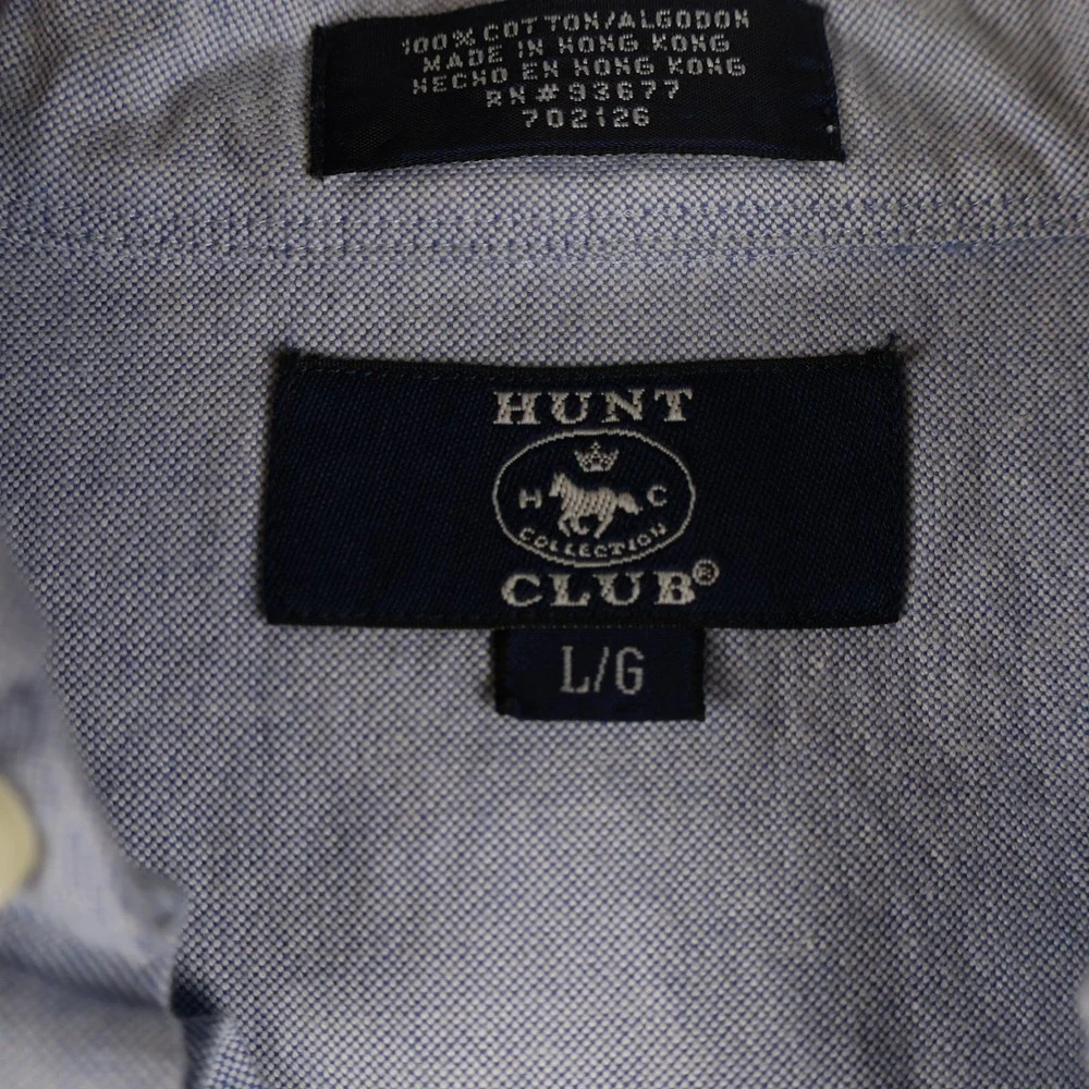 Hunt Club Shirt Mens Large Blue Button Down Short Sleeve Oxford‎ Pocket Casual